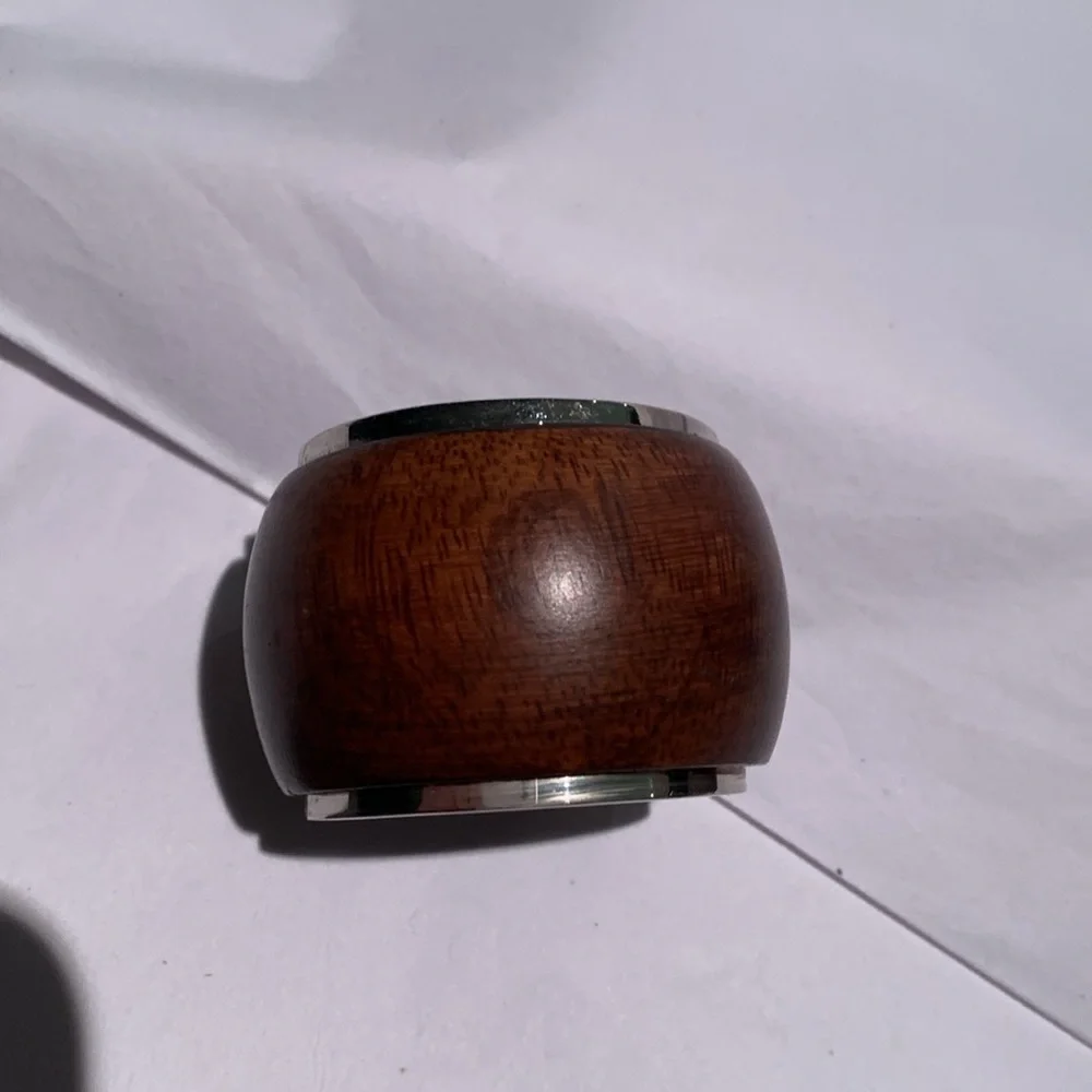 Williams Sonoma Mango wood & nickel napkin rings.